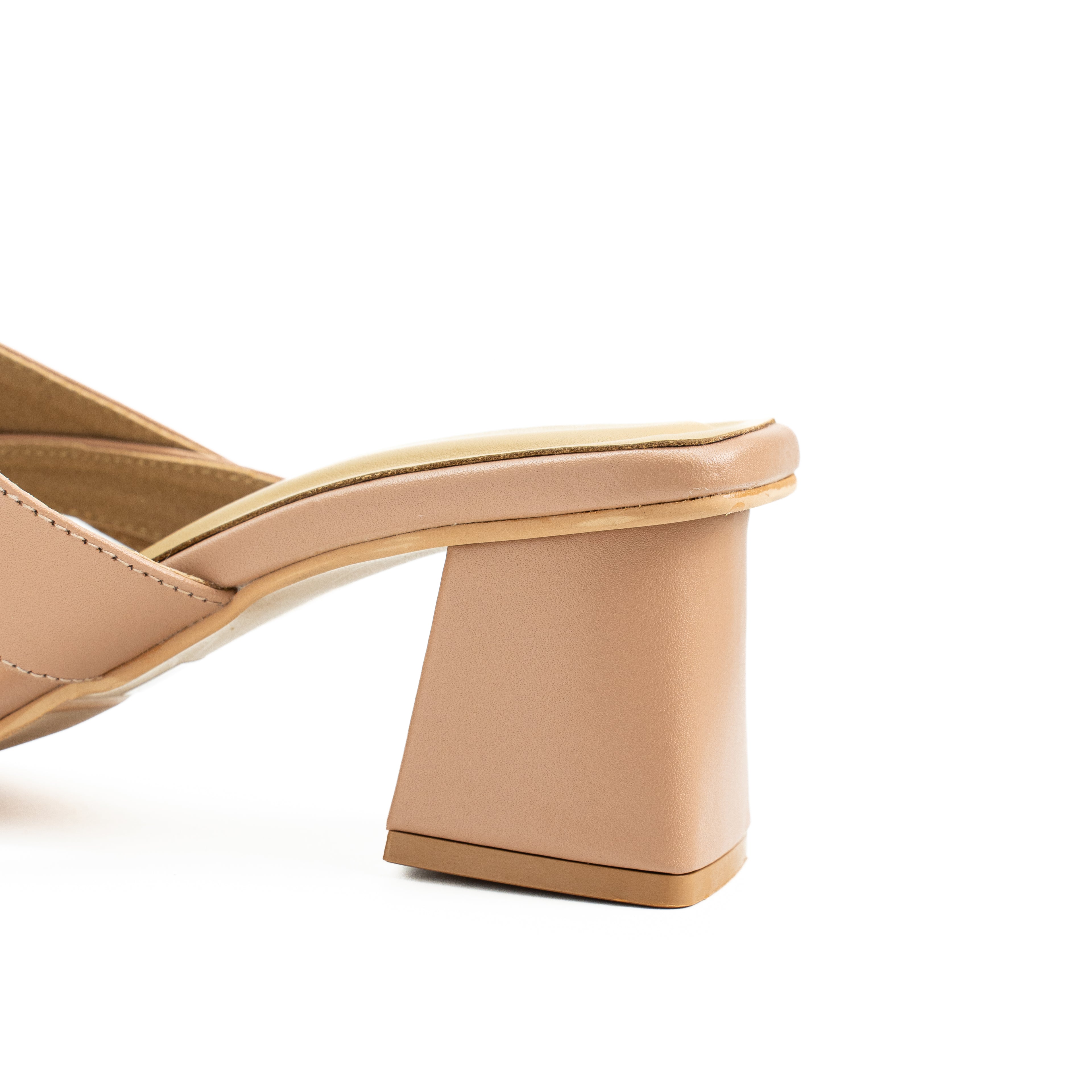 Women’s Leather Block Heel Cross-Strap Sandals | Genuine Leather Long Lasting & Elegant for Casual & Office wear | Nude, White