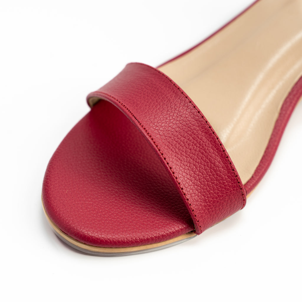 Skinwear Women’s Leather Ankle Strap Sandals – Open Toe Low Heel