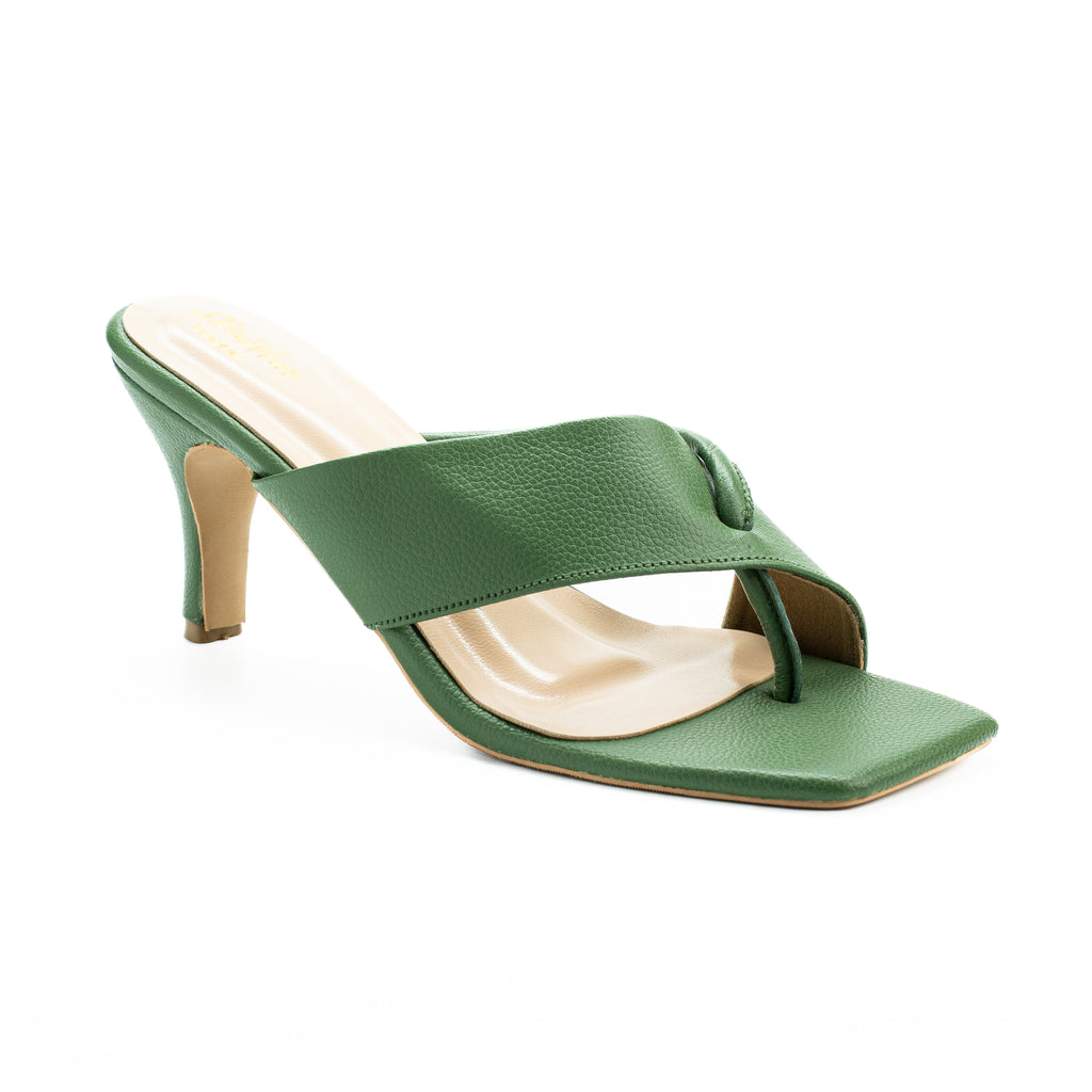 Women’s Classic Kitten Heel Formal Sandals | X Strap Slip-on for all-day Comfort | Casual & Formal Wear | Black, Olive, Lime Green