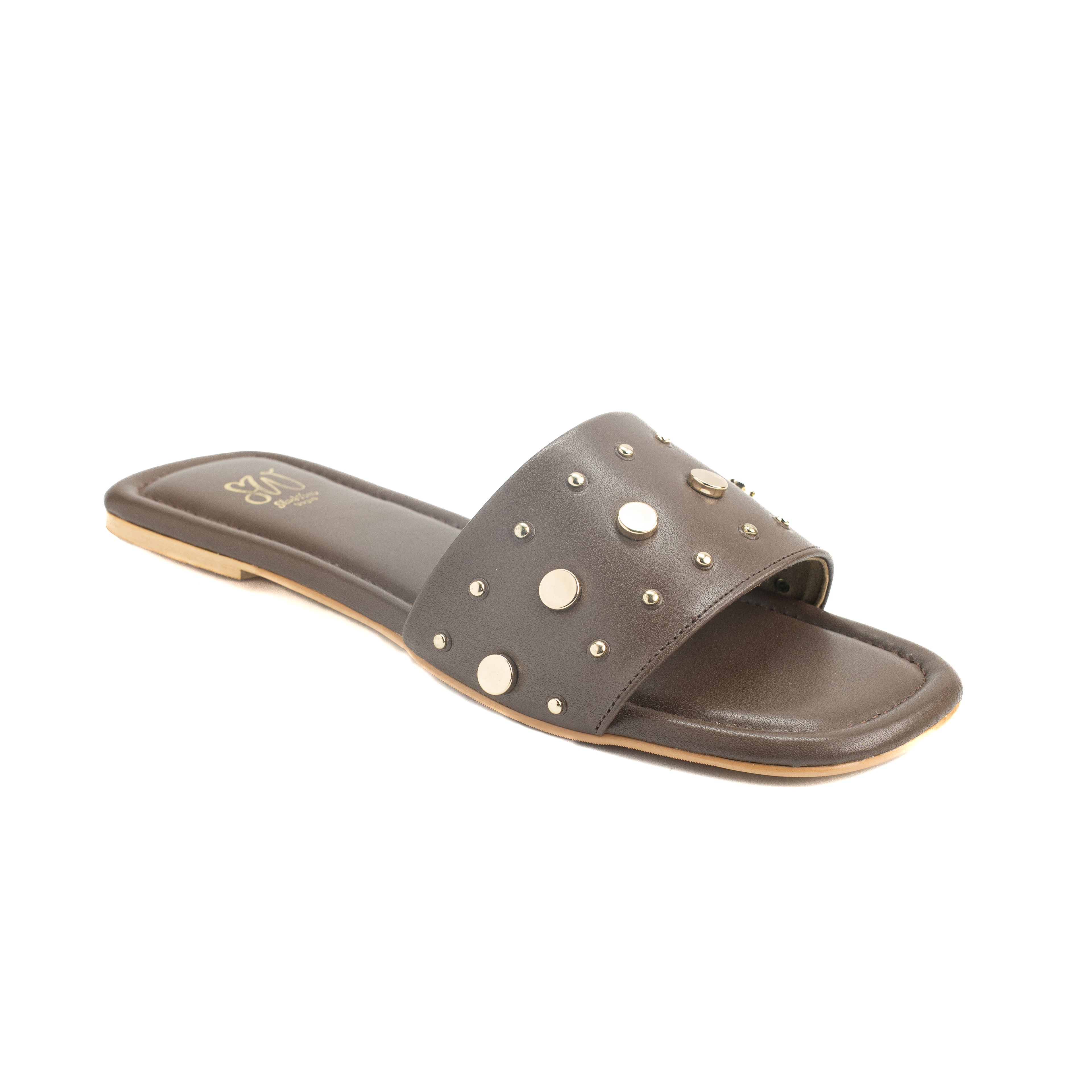 Women's Genuine Leather Embellished Flat Sandals | Stylish Flip-Flop Slider | Comfortable Fashion Footwear | Lime Green, Brown, Grey