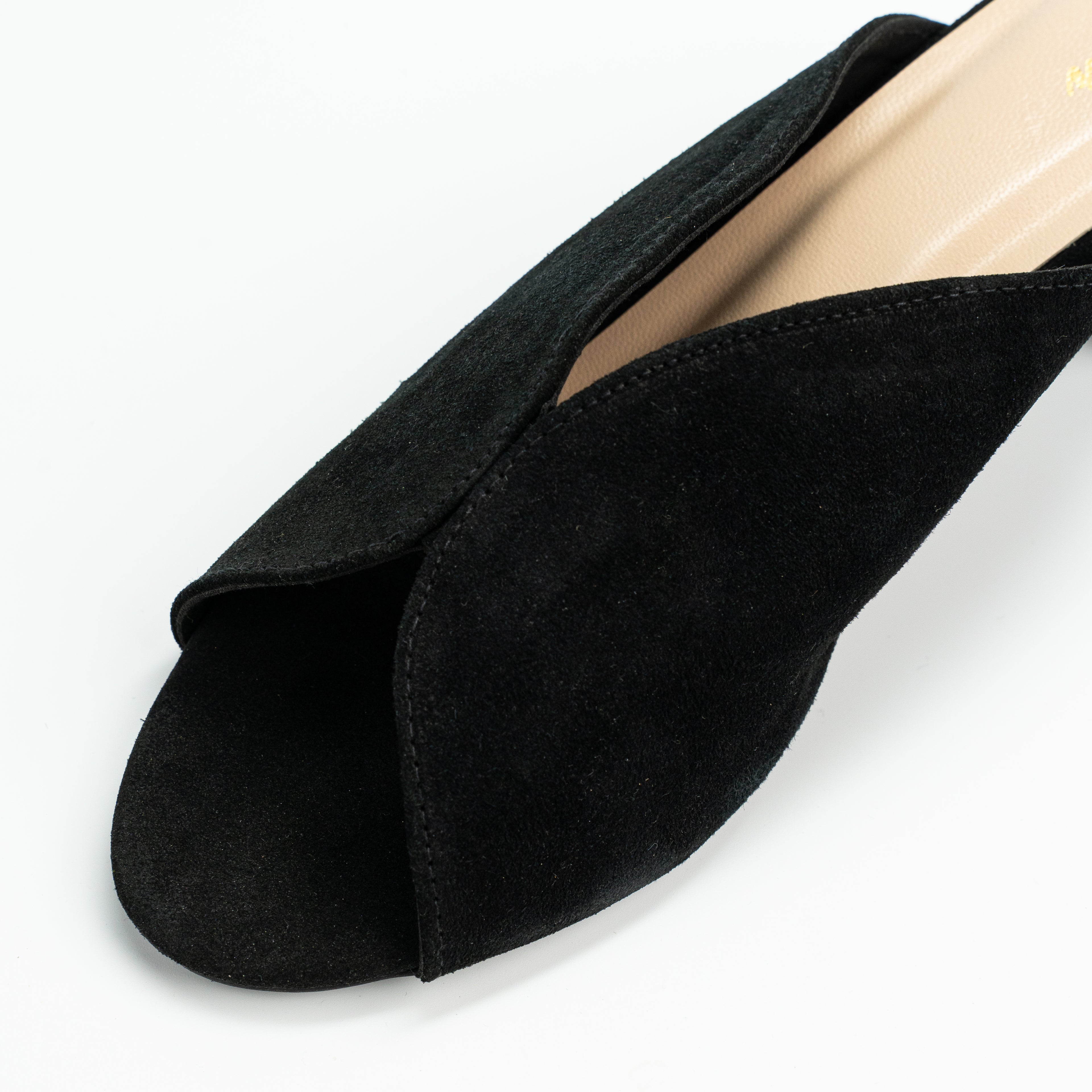 Women’s Genuine Leather Suede Slip-On Mule Sandals | Metallic Glittery Block Heel | Comfortable for Casual Black