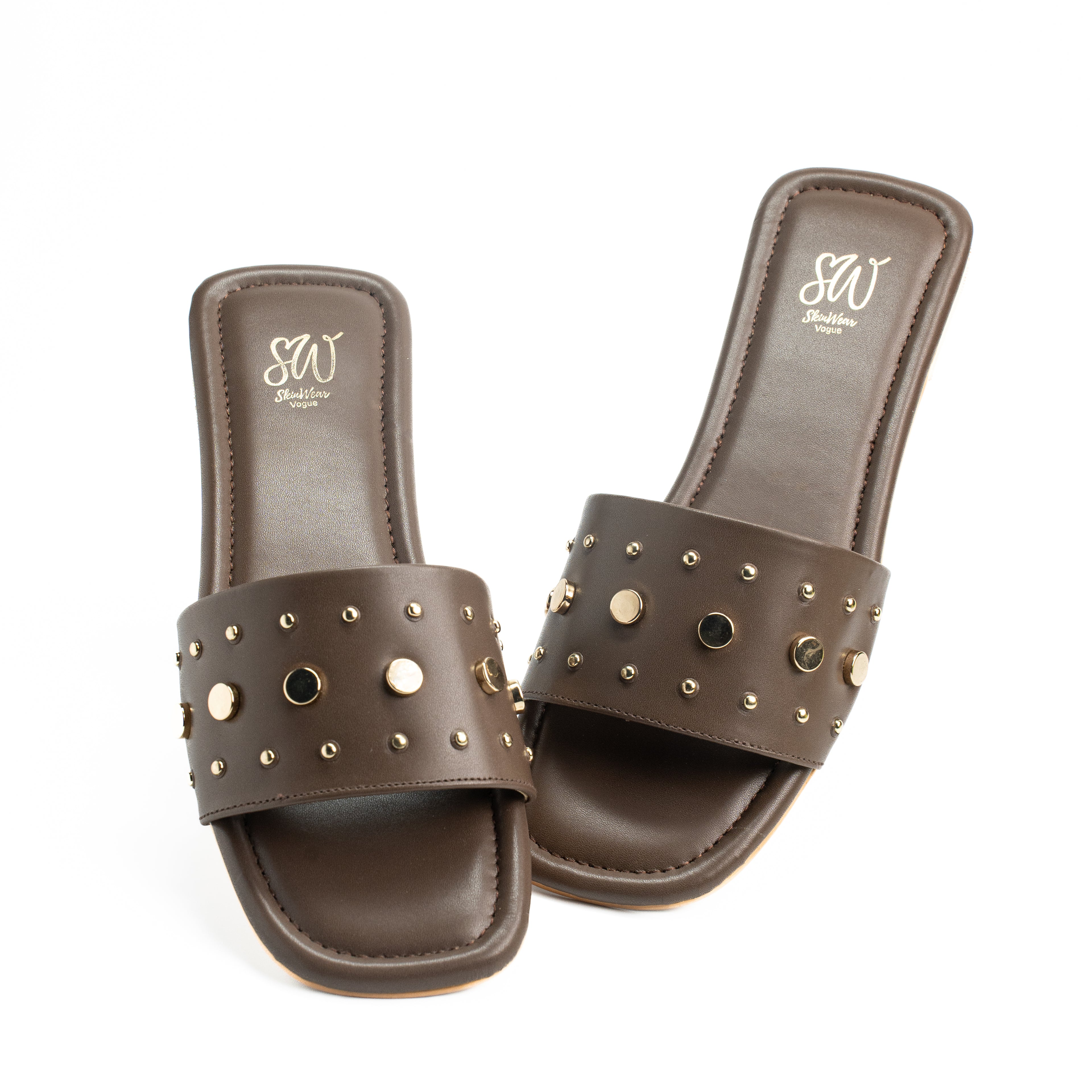 Women's Genuine Leather Embellished Flat Sandals | Stylish Flip-Flop Slider | Comfortable Fashion Footwear | Lime Green, Brown, Grey