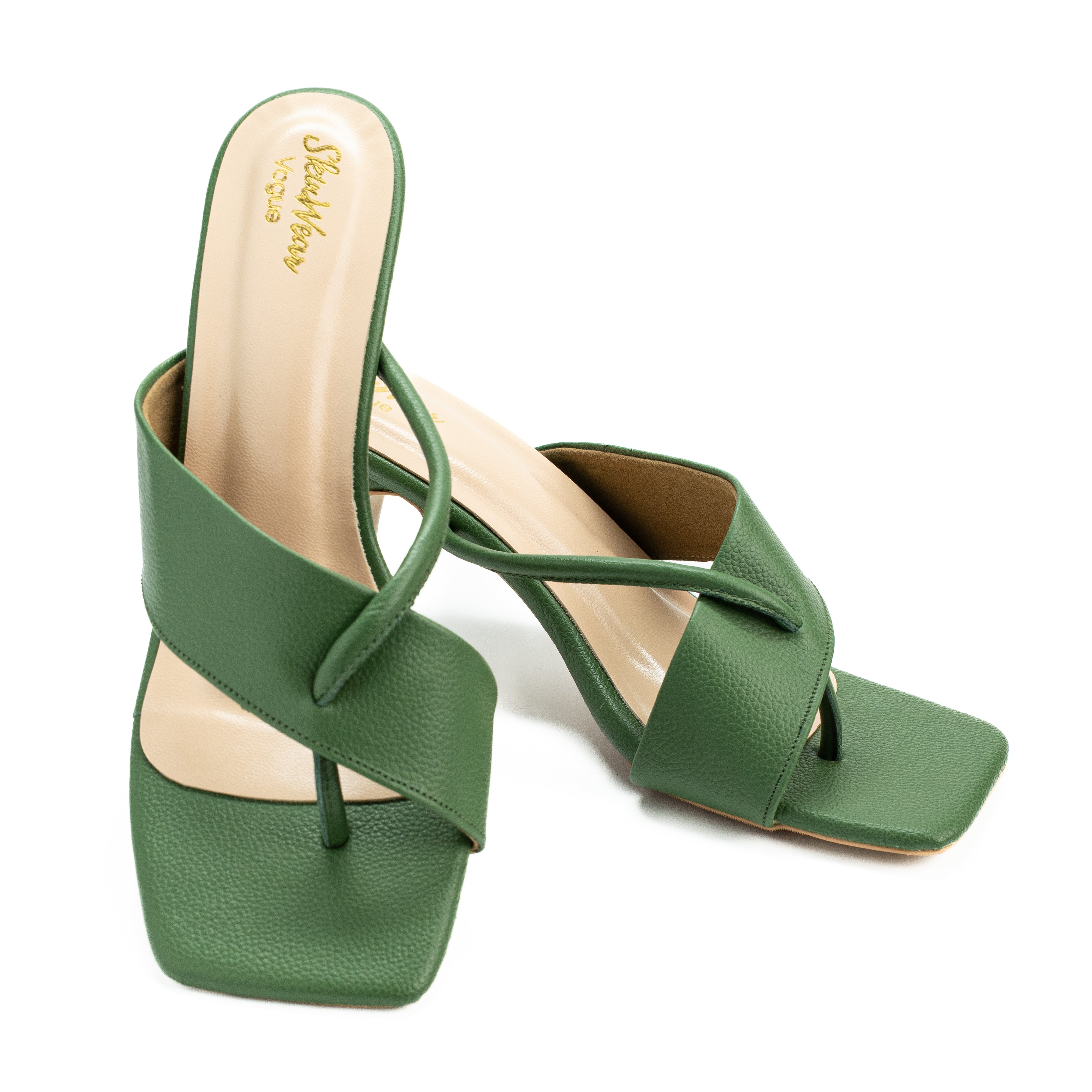 Women’s Classic Kitten Heel Formal Sandals | X Strap Slip-on for all-day Comfort | Casual & Formal Wear | Black, Olive, Lime Green